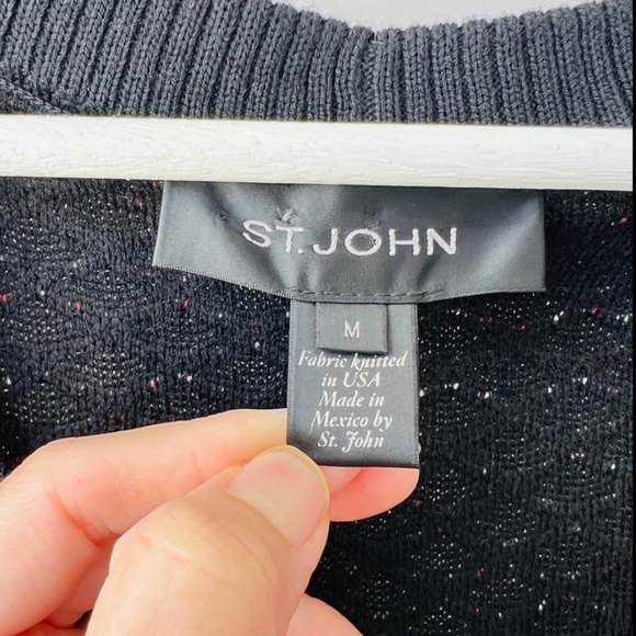 St. John textured Knit jacket, black/red, Size M E26 - Picture 5 of 11